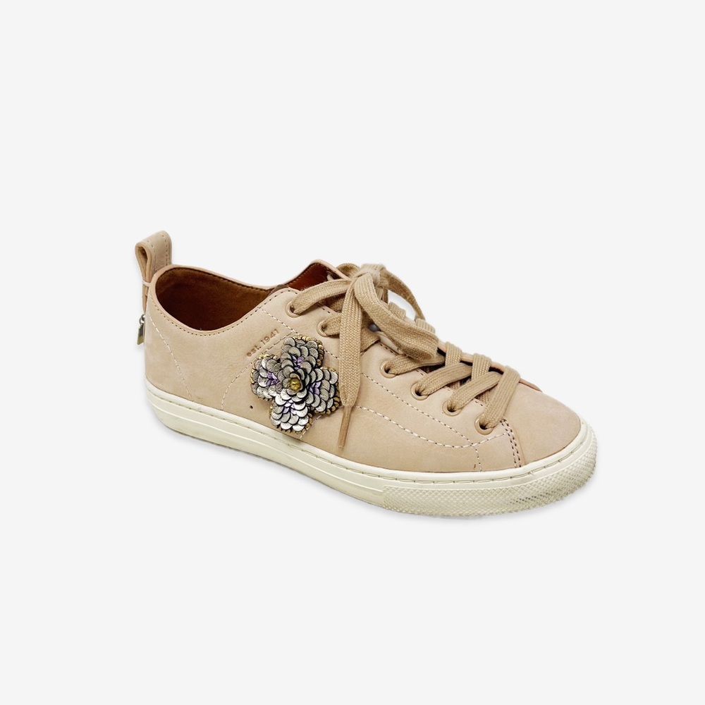 RARE Coach C121 Low Top Sneaker Nubuck Leather Lace Up Designer Shoes Cream 6.5 - Picture 12 of 12